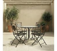 Charles Bentley Garden Blue Mosaic 5 Piece Dining Set With Folding Chairs Patio