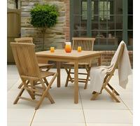 Charles Bentley 4 Seater Teak Wood Square Slatted Garden Dining Table - Brown - Wilko