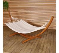 (Cream) Charles Bentley Free Standing Canvas for Garden Hammock with Wooden Arc Stand in Cream Or Multicoloured