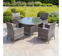 Charles Bentley Garden Outdoor 4 Piece Rattan Dining Set Grey