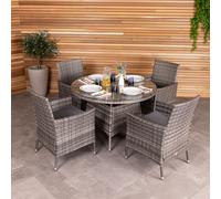 Charles Bentley 4 Seater Dining Set Rattan, Grey