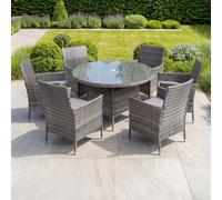 Charles Bentley Garden Outdoor 6 Piece Rattan Dining Set Grey