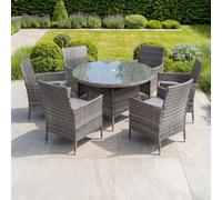 Charles Bentley Garden Outdoor 6 Piece Rattan Dining Set Grey