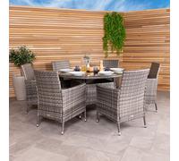 Charles Bentley Garden Outdoor 6 Piece Rattan Dining Set Grey