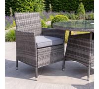 Charles Bentley Garden Outdoor Pair Of Rattan Dining Chairs Grey