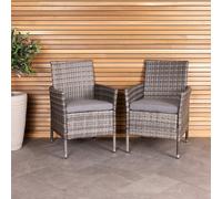 Charles Bentley Garden Outdoor Pair Of Rattan Dining Chairs Grey