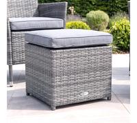 Charles Bentley Garden Outdoor Pair of Rattan Footstools Grey