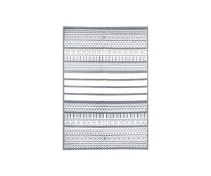 CHARLES BENTLEY Geometric Stripe 100% Weatherproof Lightweight Indoor/Outdoor/Patio Plastic UV Resistant Garden Recycled Material Rug Grey For Balcony Beach BBQ And More (170x120cm)