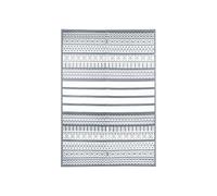 CHARLES BENTLEY Geometric Stripe 100% Weatherproof Lightweight Indoor/Outdoor/Patio Plastic UV Resistant Garden Recycled Material Rug Grey For Balcony Beach BBQ And More (170x120cm)