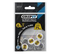 Charles Bentley Gripit 15mm Plasterboard Fixing - 8 Pack (Yellow) Stud Wall Anchor Max Load 71Kg