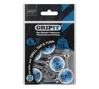 Charles Bentley Gripit 25mm Plasterboard Fixing - 8 Pack (Blue) Stud Wall Anchor Max Load 113Kg