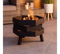 Charles Bentley Hexagonal 46Cm Black Powder Coated Steel Modern Firepit