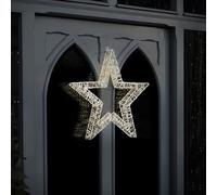 CHARLES BENTLEY Indoor Outdoor 50cm Light Up Christmas Star, Metal, Micro LED, Christmas Decoration, Indoor & Outdoor, Weather-Resistant, 8 Light