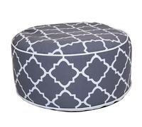 Charles Bentley Indoor/Outdoor Inflatable Garden Foot Stool Pouffe Bean Bag - Grey H23cm Dia 53cm Waterproof