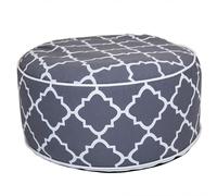 Charles Bentley Indoor/Outdoor Inflatable Garden Foot Stool Pouffe Bean Bag - Grey H23cm Dia 53cm Waterproof