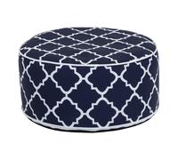Charles Bentley Indoor/Outdoor Inflatable Garden Foot Stool Pouffe Bean Bag - Navy Blue And White Pattern H23cm Dia 53cm