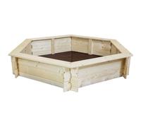 Charles Bentley Kids Hexagonal Wood Sand Pit, Brown 137x119x24cm