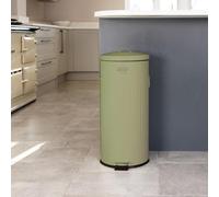 Charles Bentley Kitchen Bin, 30 Litre, Steel, Round, Retro Style, Kitchen Pedal Waste Bin, Green, Contemporary, Aesthetic, Convenient, Side And Lid Handles, Inner Bucket, Easy Emptying (68.5x29cm)