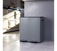 CHARLES BENTLEY Kitchen Bin, 40 Litre, Double Compartment, Grey, Kitchen Bin, Rubbish Bin, Waste Bin, Pedal Bin, Double Bin, Recycling Bins for