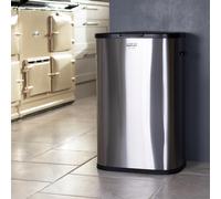 CHARLES BENTLEY Kitchen Bin, 55 Litre, Touch Sensitive, Kitchen Bin, Stainless Steel, Rubbish Bin, Waste Bin, Slim Kitchen Bin, Touch Bin, Removable Inner Bin Ring, Easy to Clean (62.5x42.5x28.5cm)
