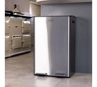 CHARLES BENTLEY Kitchen Bin, 60 Litre, Double Compartment, Kitchen Bin, Stainless Steel, Rubbish Bin, Bins for Kitchen, Waste Bin, Pedal Bin, Double