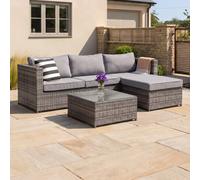 Charles Bentley L-Shaped 3 Seater Outdoor Rattan Furniture Lounge Set Grey