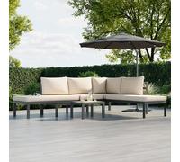 CHARLES BENTLEY Lounge Set, Multifunctional, Aluminium, Corner Sofa, Anthracite Frame, Beige Cushions, Multi Function, Reclining, UV Resistant,