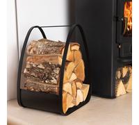 CHARLES BENTLEY Log Holder, Snug, Larch Log Holder, Iron, Solid Flat Base, Contemporary Design, Black Matte Finish, 6KG Log Capacity, Modern, Log Storage, Fire Place, Log Burner (51x39x31cm)