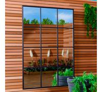 Charles Bentley Large Garden Industrial Window Mirror Accessory Feature L120 x D2.5cm x W80cm Black