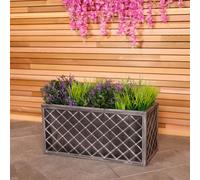 Charles Bentley Lazio Trough Pewter Planter (70cm) Grey Plastic Pot Outdoor Garden