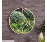 CHARLES BENTLEY Lisbon Round Garden Mirror, Durable, Weather Resistant, Shatterproof, Wall Mounted Accent Mirror Décor For Garden, Inside, Iron, Aluminium (80x80cm)