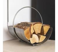 CHARLES BENTLEY Log Holder, Snug, Juniper, Log Storage, Circular, Iron, Silver, Nickel, Antique Ball Feet, Modern, Compact, Integrated Carry Handle, 5kg Log Capacity, Balled Feet (42x40x35cm)