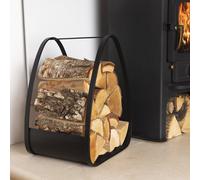 CHARLES BENTLEY Log Holder, Snug, Larch Log Holder, Iron, Solid Flat Base, Contemporary Design, Black Matte Finish, 6KG Log Capacity, Modern, Log