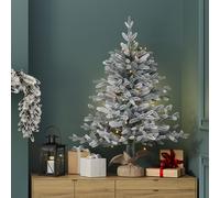 CHARLES BENTLEY Luxury 3ft Pre-Lit Faux Snowy Christmas Tree, 90cm, Warm White Plug-In LED Lights, Artificial Tree, Snow-Dusted Green Branches, Rustic