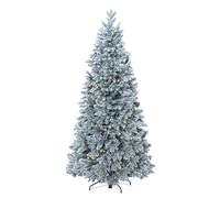 CHARLES BENTLEY Luxury 6ft Pre-Lit Faux Hinged Snowy Christmas Tree, 180cm, Warm White Plug-In LED Lights, Artificial Tree, Snow-Dusted Green Branches, Full Traditional Design, Indoor Use