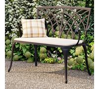 Charles Bentley Metal Cast Aluminium 2-Seater Bench, Cream