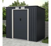 Charles Bentley Metal Galvanised Steel Shed 8.6ft x 4ft, Dark Grey