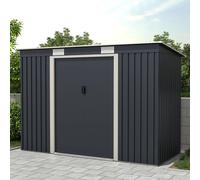 Charles Bentley Metal Galvanised Steel Shed 8.6ft x 4ft, Dark Grey