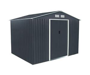 Charles Bentley Metal Garden Shed Outdoor Storage Box, Navy Grey, Large