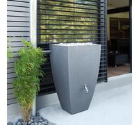 CHARLES BENTLEY 100L, Garden, Plastic Water Butt, Including Chrome Tap With Connector Kit, Grey, Rain Saver, Rainwater Tank, Contemporary Design, 100 Litre Capacity, Space Saving (H100xW38xD38cm)