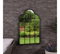 CHARLES BENTLEY Monaco Garden Mirror In Black, Weather Resistant, Shatterproof, Wall Mounted Accent Mirror Décor For Garden, Indoors, Iron, Aluminium (101.5x63.5cm)