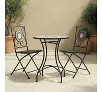 Charles Bentley Mosaic Bistro Set for Two Garden & Outdoor Dining - Black