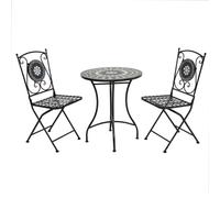 Mosaic Bistro Set for Two Garden & Outdoor Dining - Black Charles Bentley Multi One Size