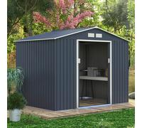 Charles Bentley Navy Grey 9ft x 6ft Metal Steel Garden Shed Outdoor Storage