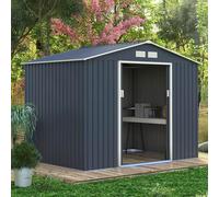 Charles Bentley Apex Metal Garden Shed Grey 9ft x 6ft