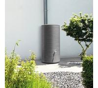 Charles Bentley Water Butt Novara 280L – Plastic, Chrome Tap & Connector Kit, Ribbed – Dark Grey