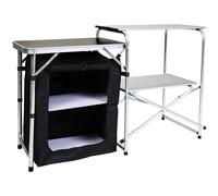 Charles Bentley Odyssey Folding Small Camping Kitchen Stand Storage Unit Cooking in White Charles Bentley White