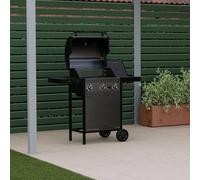 CHARLES BENTLEY ottimo 310 3-Burner Gas BBQ With Built-In Thermometer, Side Burner, Cast-Iron Cooking Grids, Side Burner, Matt-Grey Powder-Coated Finish & Easy-Move Trolley Design (116x58x110cm)