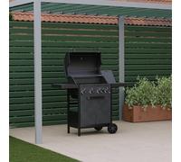 CHARLES BENTLEY ottimo 350 4-Burner Gas BBQ Built-In Thermometer, Cast-Iron Cooking Grids, Side Burner, Matt-Grey Powder-Coated Finish & Storage Cabinet (123x58x110cm)