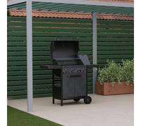 CHARLES BENTLEY ottimo 350 4-Burner Gas BBQ Built-In Thermometer, Cast-Iron Cooking Grids, Side Burner, Matt-Grey Powder-Coated Finish & Storage Cabinet (123x58x110cm)